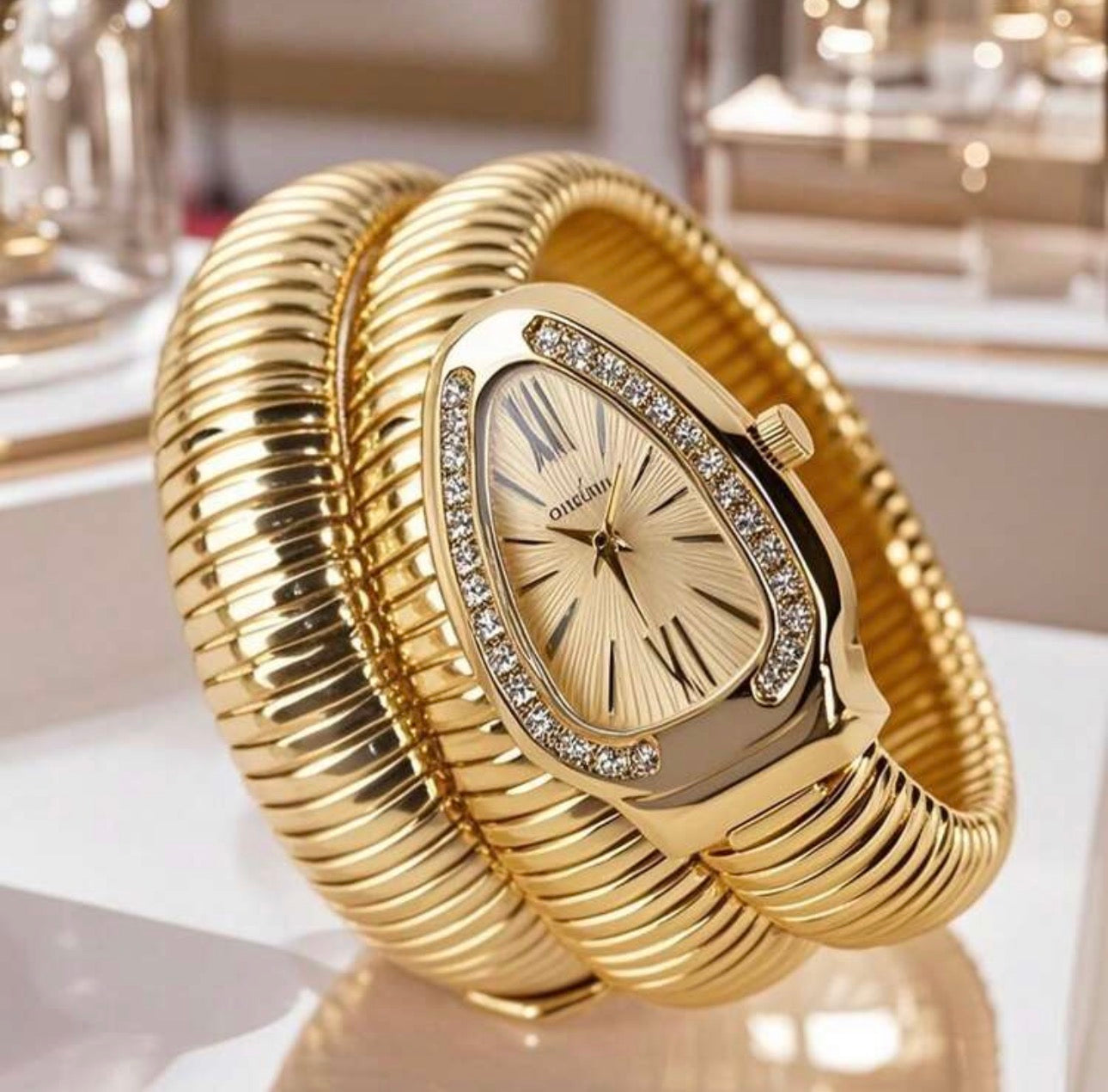 Fashion Women’s Gold Snake Wrap Bracelet Watch